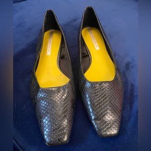 Zara Faux Snakeskin Flats with Yellow Heel